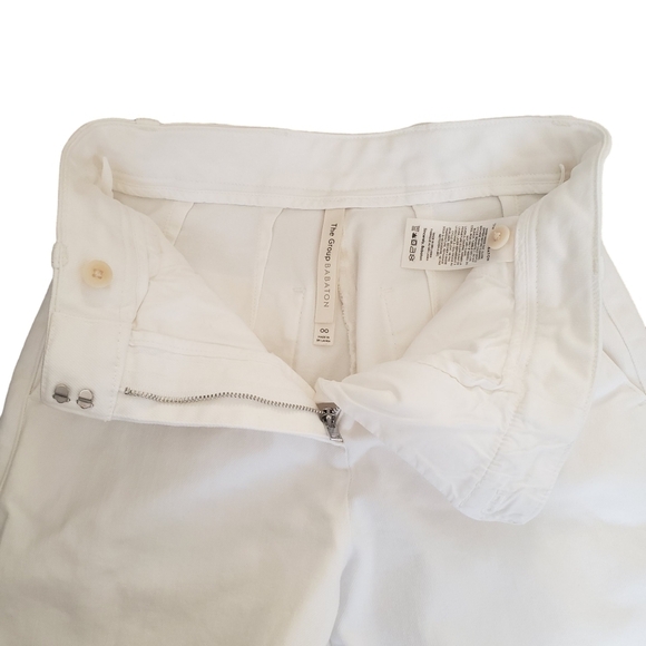 Babaton Andro White Twill Pants High Rise Straight Leg Cropped - Picture 7 of 10